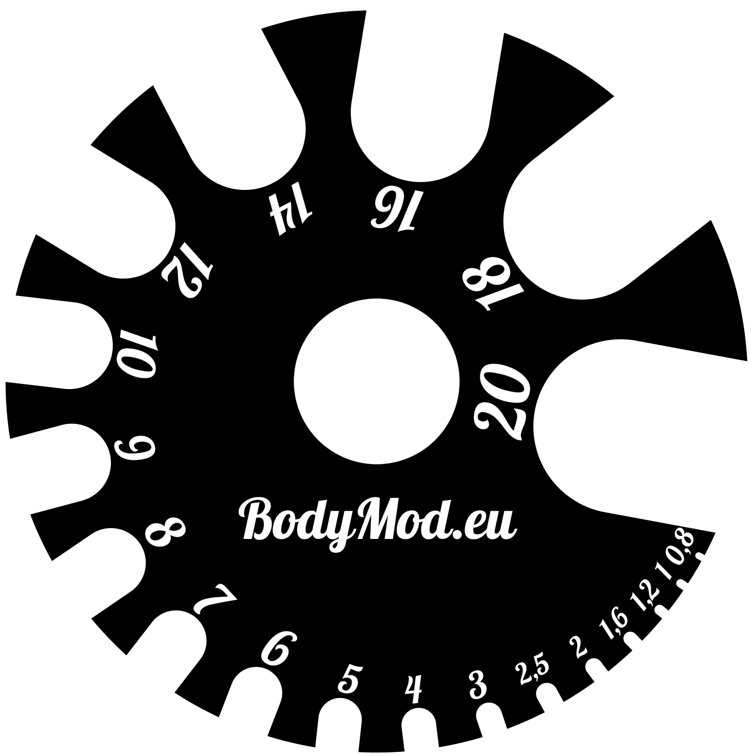 Find a tool to measure the gauge of your piercing jewelry Gauge wheel
