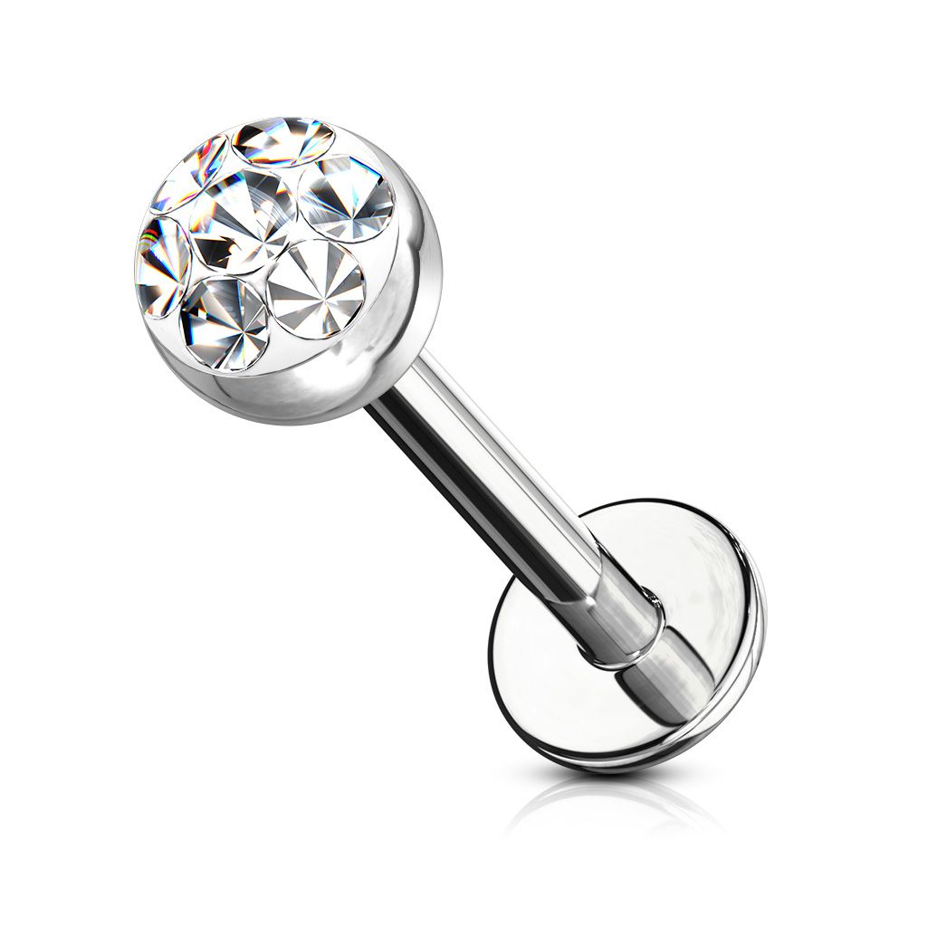 Labret with crystal gem dome top