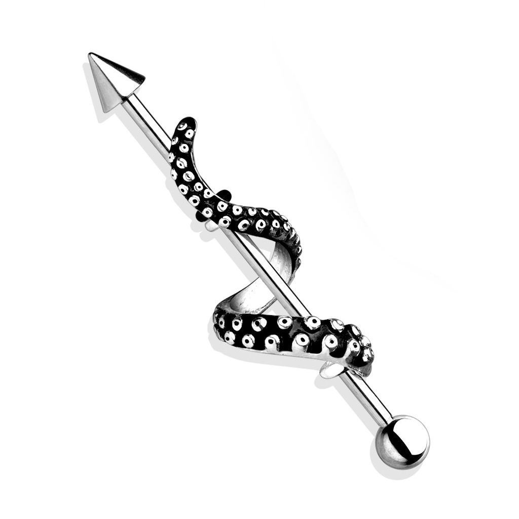 Industrial barbell with spike and tentacle