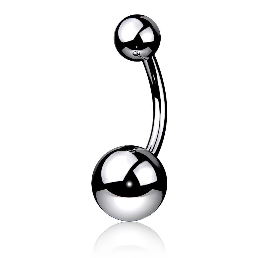 Belly button ring made of titanium in a variety of colors