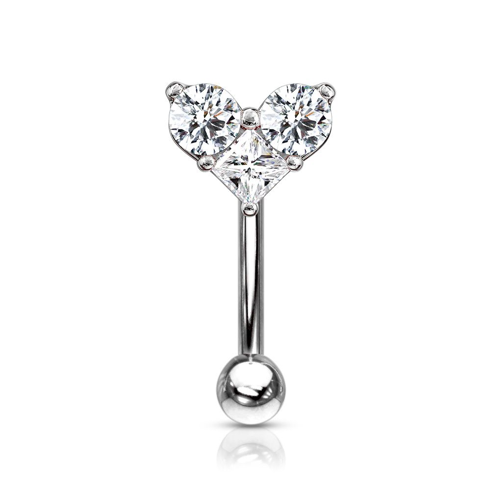 Curved barbell with a heart shape top