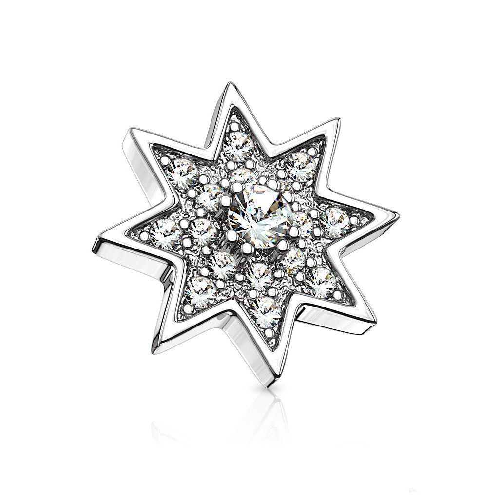 Dermal top in shooting star shape with large central stone