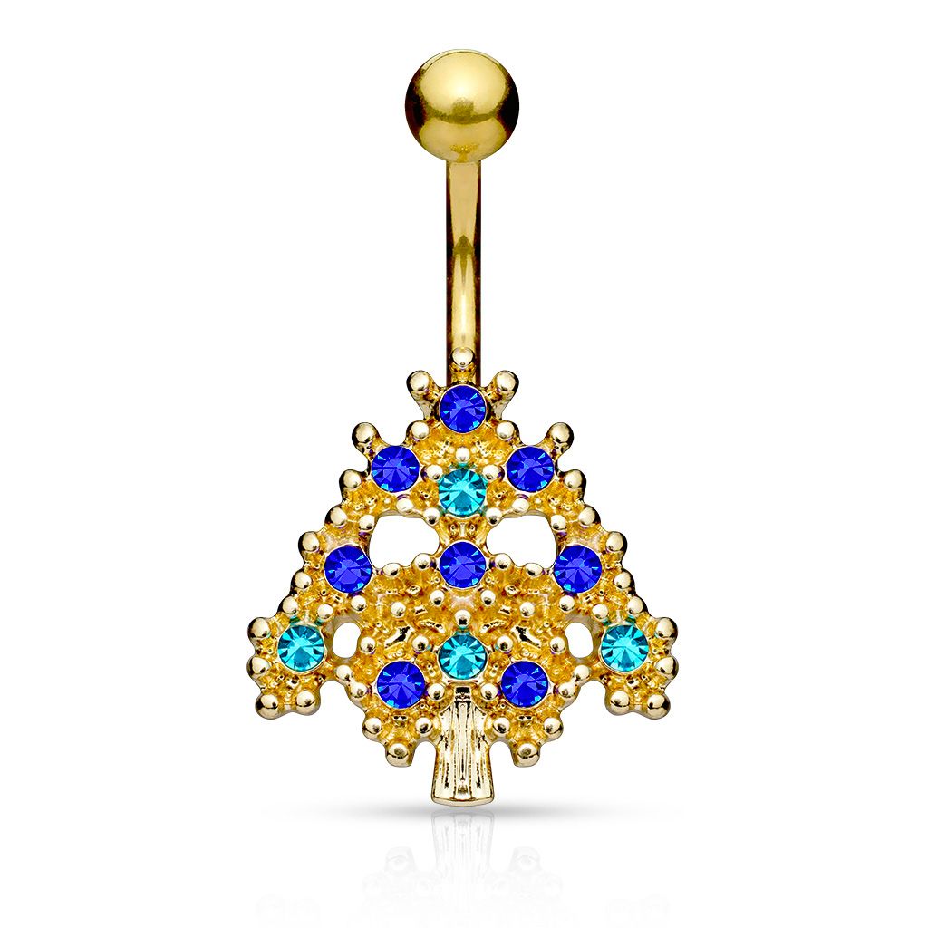 Belly button ring gold-plated with Christmas tree