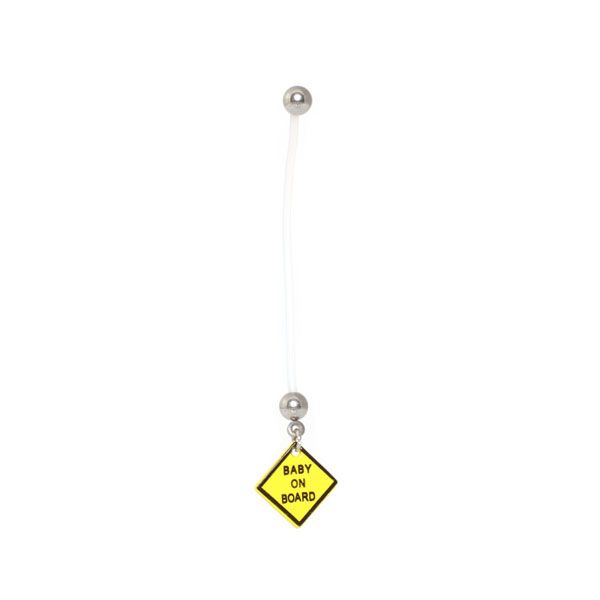 Pregnancy belly button ring - Baby on board dangle