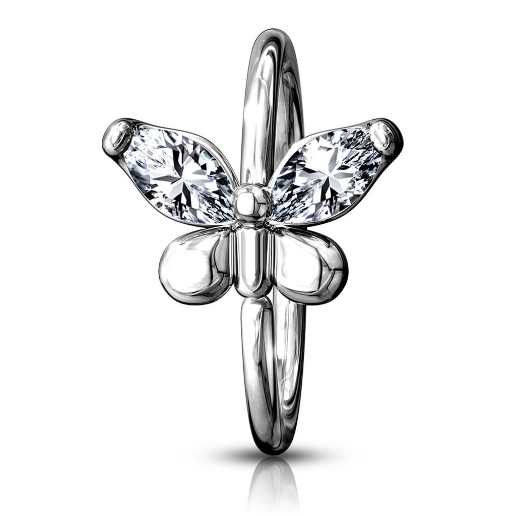 Ring with studded butterfly