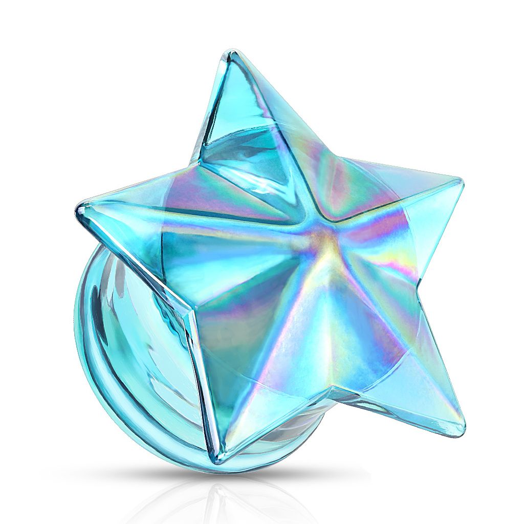 Plug made of glass with blue star