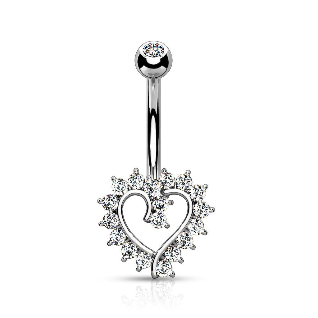 Belly button ring made of 14k gold with atypical heart