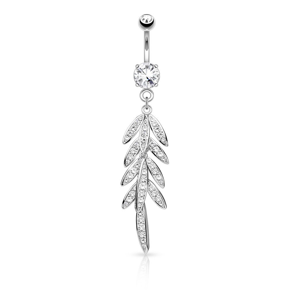 Belly button ring with palm leaves in dangle