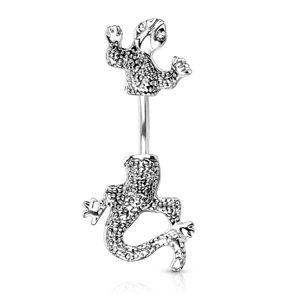 Belly button ring with lizard