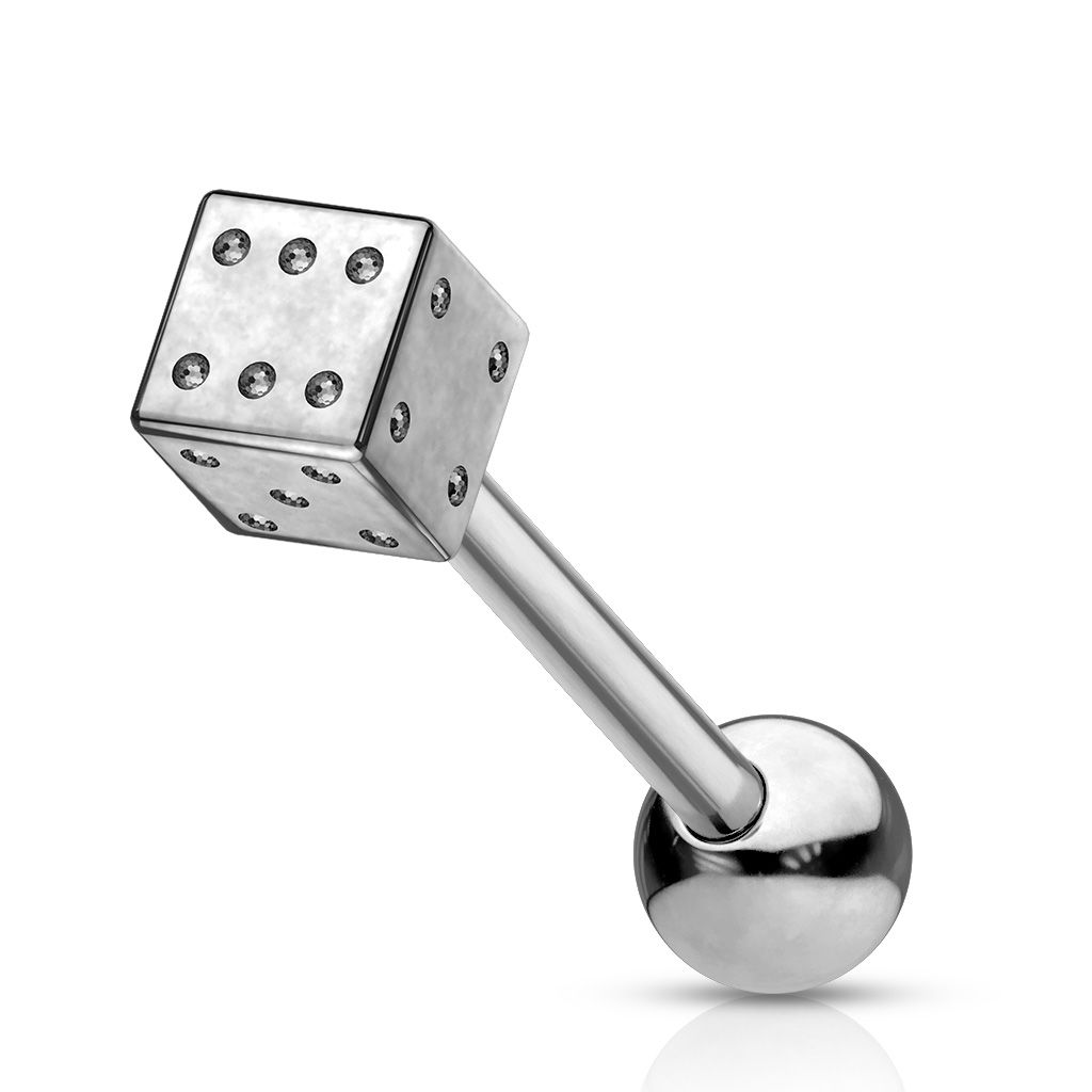 Tongue barbell with dice