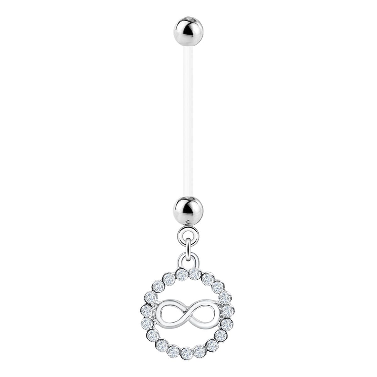 Pregnancy belly button ring with infinity sign dangle