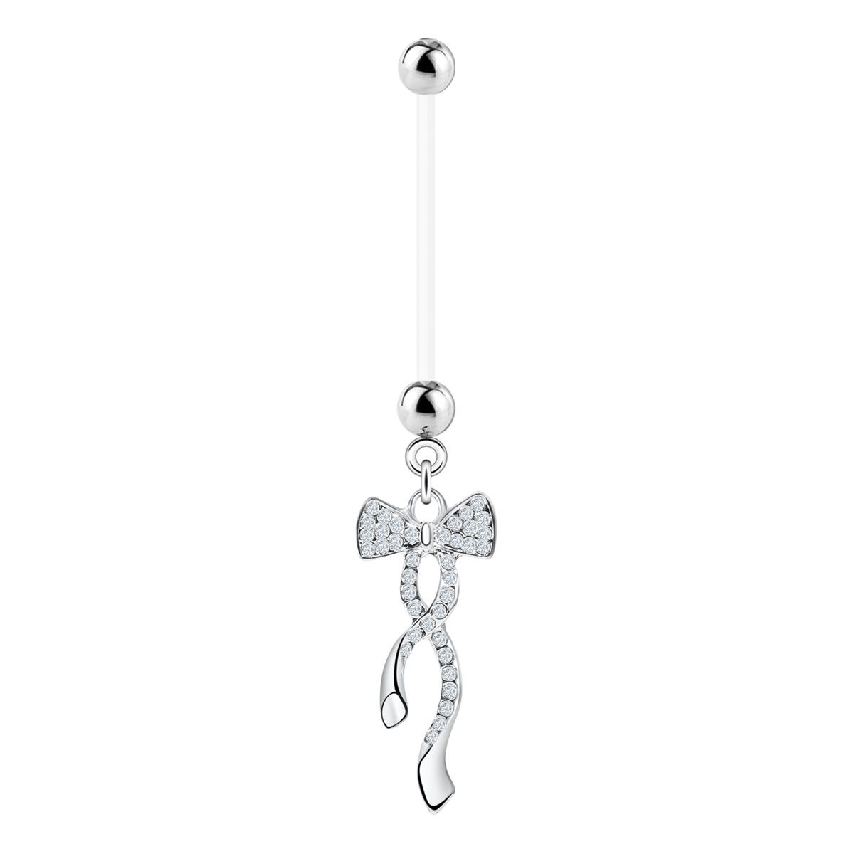 Pregnancy belly button ring with bow dangle