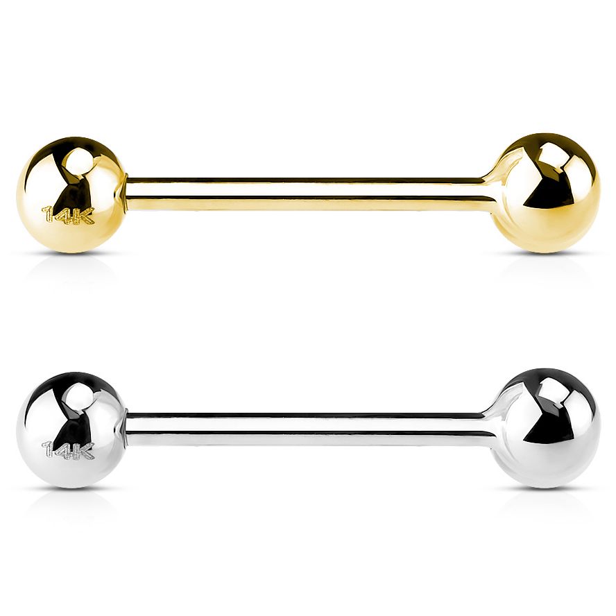 Straight barbell made of 14k gold