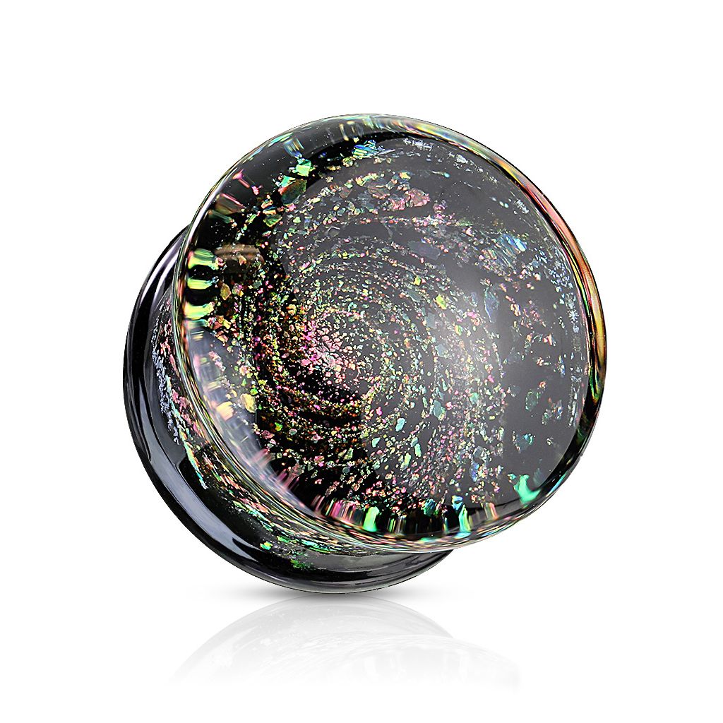Plug made of glass with galaxy