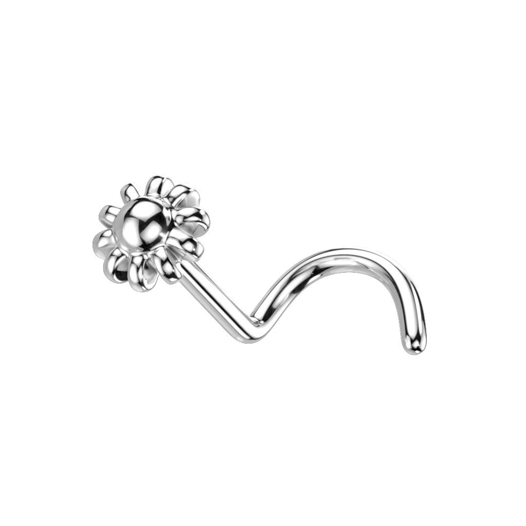 14K gold nose screw with flower