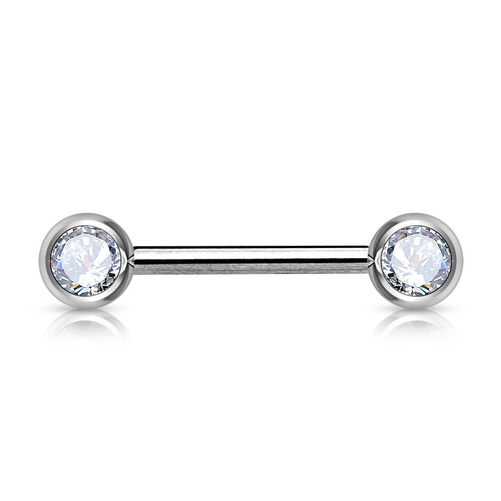 Nipple barbell with gems in your choice of color
